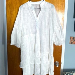 White ruffle coverup